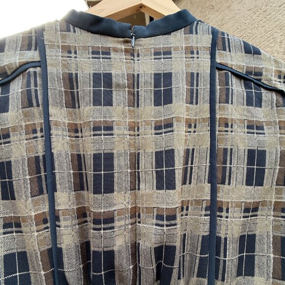 NWT Clane Checked Piping Long Sleeve Maxi Dress - Picture 9 of 16